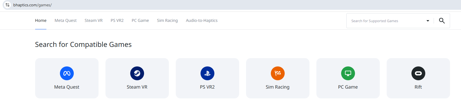 bHaptics Compatible Games on bhaptics.com